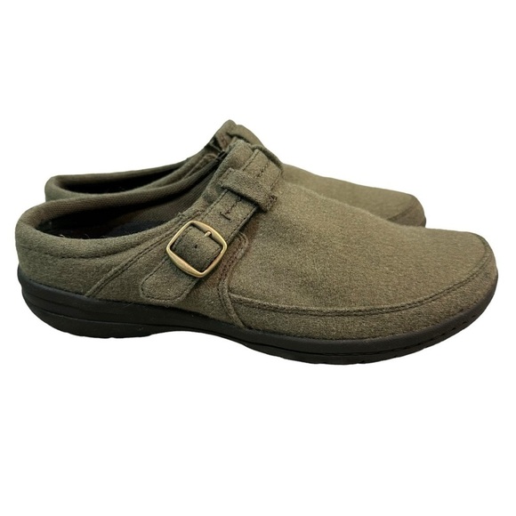 Merrell Olive Green Encore Kassie Wool Slip-on Buckle Clog - Picture 4 of 9